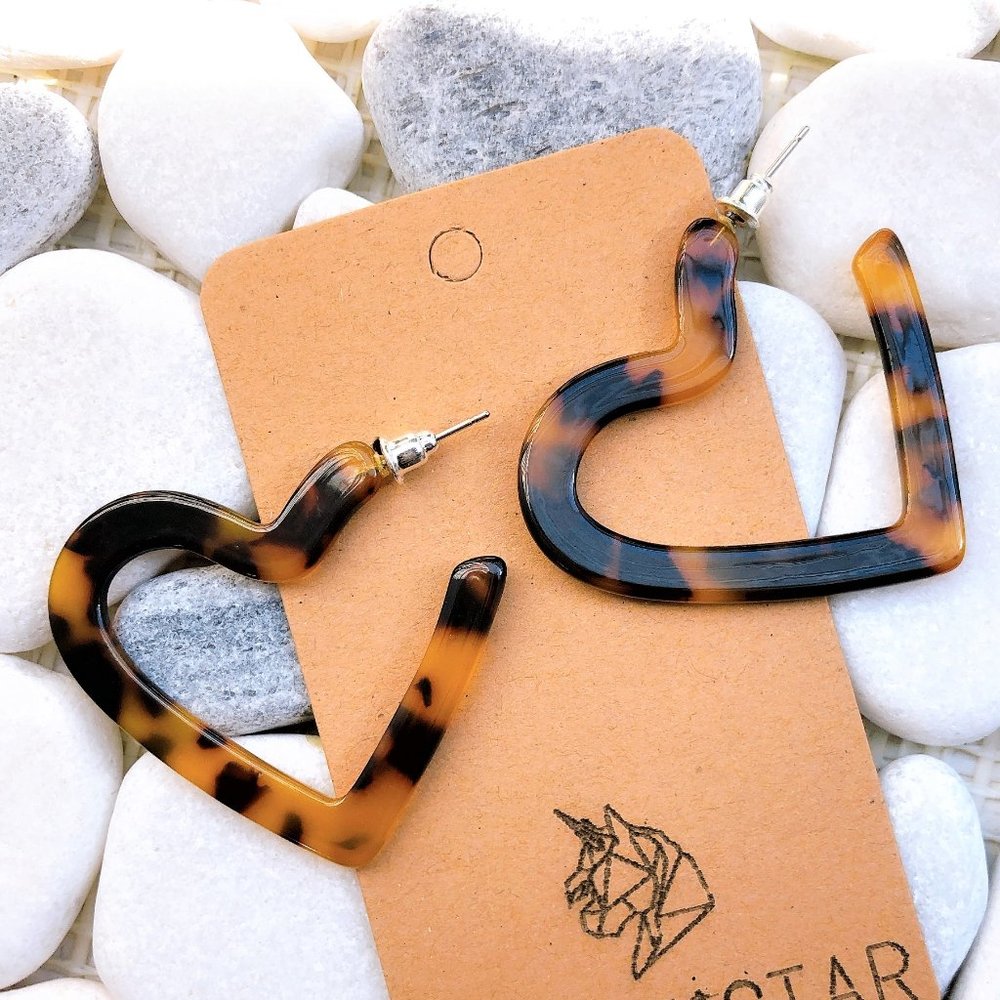 2 for20🧡Heart Leopard earrings geometric acrylic - Picture 2 of 6